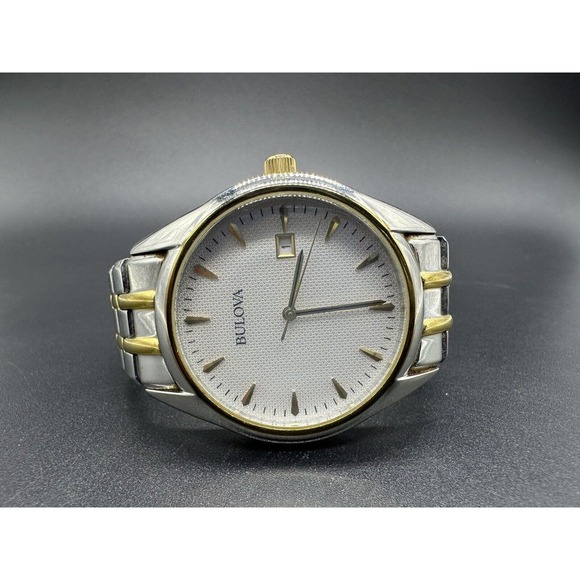 Bulova Two Tone Stainless Steel / Gold Plated Men's Dress Watch 98B134 Works - Picture 5 of 9